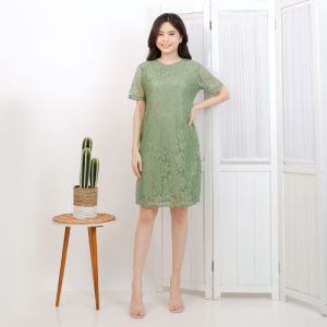 Dress Casual Gereja Ibadah / Dress Brukat LULU Pesta Kondangan