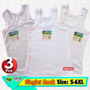 3Pcs Kaos Dalam Anak Usia 1-15Tahun-Singlet Syani Blok Warna  SMLXL3XL4l5L6L-Vegasus Store