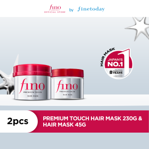 FINO Premium Touch Hair Mask 230g + Hair Mask 45g - Hair care Set  [with Royal Jelly to moisturize and hydrate hair Daily use Treatment Conditioner for Damaged and Frizzy hair]
