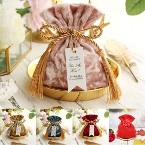 ALENEE Gold Baby Shower Creative Sugar Chocolate Wedding Birthday Favors Event Party Decoration Drawstring Candy Bags Pouches Gift Bags