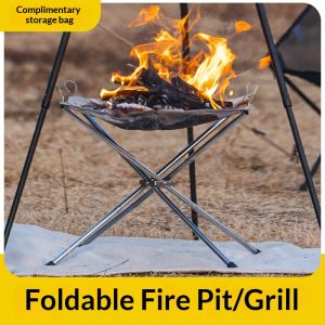 SERENEGLOW Lưới nướng BBQ bằng thép không gỉ cầm tay để cắm trại ngoài trời hố lửa và nướng