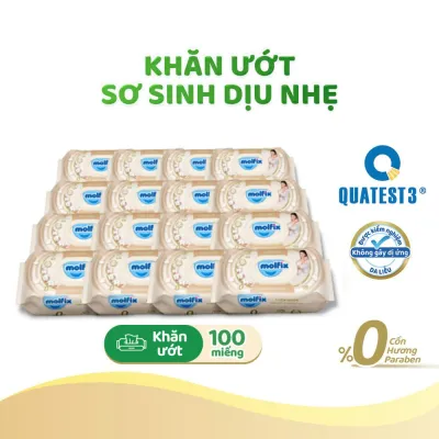 [QUÀ TẶNG GIỚI HẠN – ĐƠN 299K/799K] Thùng 12 gói Khăn ướt Molfix Sơ sinh dịu nhẹ gói 100 miếng