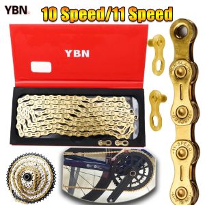YBN GH10/GH11 Speed 116L Bicycle Chain TiG Half Hollow MTB Chain 11S/12S Ultralight Mountain Road Bike Chain With 2 Magic buckles Compatible with SHIMANO/Campagnolo/SRAM 11 speed drive train system