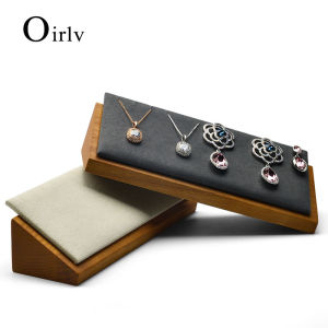 Oirlv Wooden Earrings Necklace Display Stand Jewelry Organizer Holder Pendant Storage Tray SM039