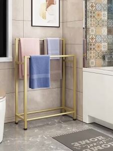 Nordic Towel Rack Stand Luxury Towel holder Metal Bathroom Storage Shelf All Iron Balcony Drying rack