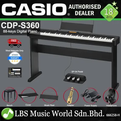Casio CDP-S360 88 Keys Digital Piano Full Set with SP-34 Pedal and CS-46P Stand (CDPS360 CDP S360)