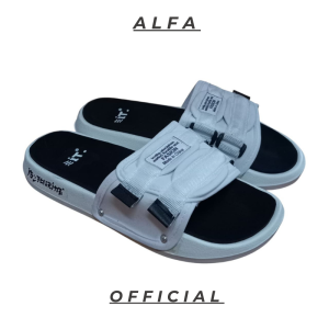 Alfa - Fashion Oval Distro Sol Putih - / sandal slide pria distro Wanita santai / sendal terbaru