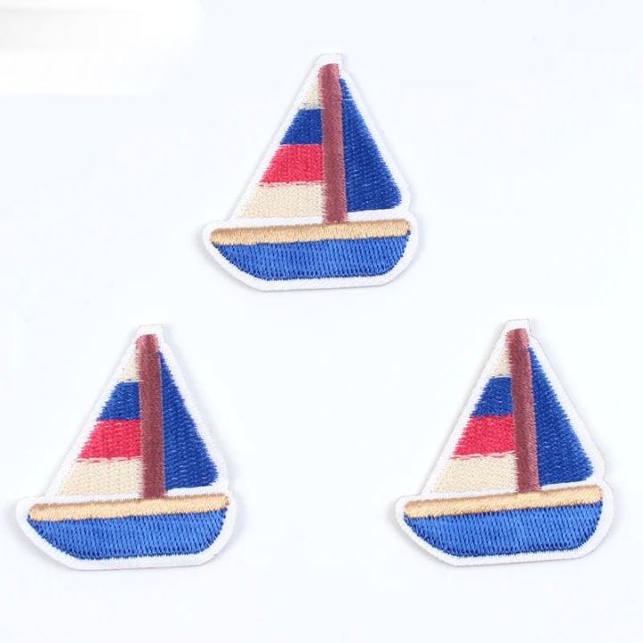 Sticker ủi nhiệt thêu CHIẾC THUYỀN - Miếng dán trang trí quần áo ba lô ...