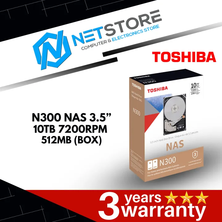 TOSHIBA N300 NAS 3.5" 10TB 7200rpm 512MB INTERNAL HARD DRIVE - HDWG71AAZSTA