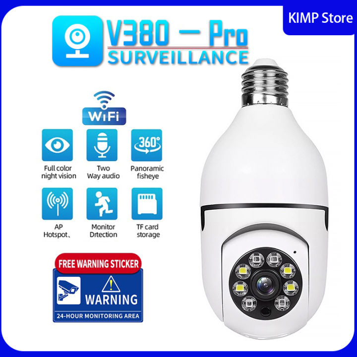 Local Stock V380 pro cctv camera connect cellphone 2MP HD Bulb Camera ...