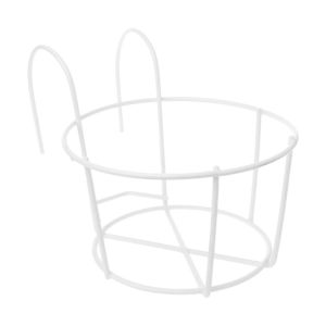 VB45D 花盆 Round Flower Pot Rack Hanging Thick Flower Pot Basket Portable Iron Flower Pot Railing Outdoor/Indoor