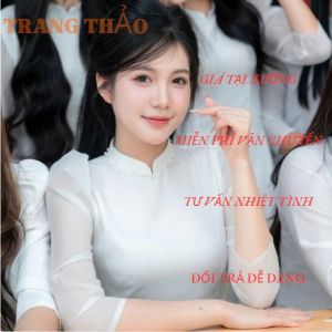 Áo Dài Trắng 4 Tà (ÁO DÀI HỌC SINH) Tay Lỡ Cổ Truyền Thống Chất liệu Voan Tơ Đính Kết Ngọc Trai Cổ và Tay