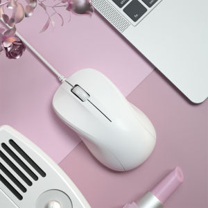 BOW M136U Non-slip Material Wired Computer Ergonomic Portable Mouse Green White Black Pink Suitable for Notebook
