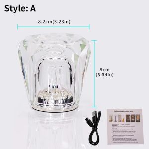 Crystal LED Table Lamp USB Rechargeable Cordless Bedside Night Light 3 Brightness Levels Diamond Acrylic Desk Lamp for Bedroom Restaurant Bar Decor Lighting Lamps