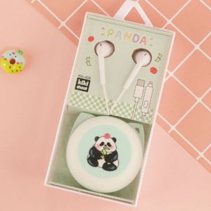 [KIKI-406] Headset PANDA Earphone Kabel Type-C / Wadah Earphone Karakter PANDA Headset Kartun ANIMAL