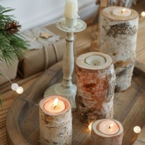 Solid Wood Christmas Candlestick Holder Elegant Holiday Decor for Weddings Fragrance Container Cup Holder for Candlelit Dinner