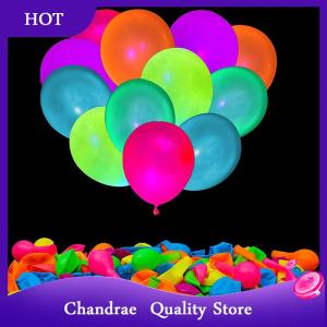 [Chandrae] 10ชิ้นลูกโป่งเรืองแสงนีออนนำกลับมาใช้ใหม่ได้ในที่มืดบอลลูน10นิ้วสุขสันต์วันเกิดปาร์ตี้งานแต่งงาน DIY ฟลูออเรสเซนต์ซุ้ม