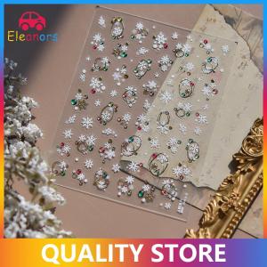 [Eleanor] Cute Christmas Style Colorful Polka Dot Snowflakes Nail Art Stickers Women Nail Art Print Embossed Stickers Festive Nail Decor