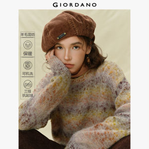 Giordano Women Space dyed knit loose sweater Free Shipping 18355933