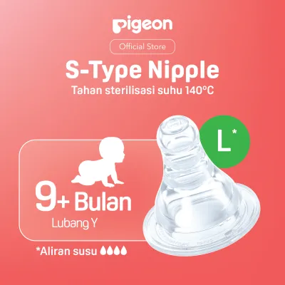 PIGEON Peristaltic S-Type Nipple Dot - 3pcs Blister | Pilih Size | Dot Nipple Slim Neck | Elastis | Anti Kolik