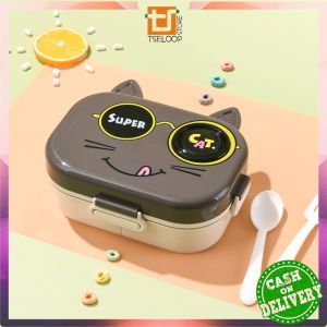 OFM-C1282 Kotak Makan Set Anak 2 Tingkat Karakter Kucing Lucu Food Grade / Tempat Makan Anak Lucu