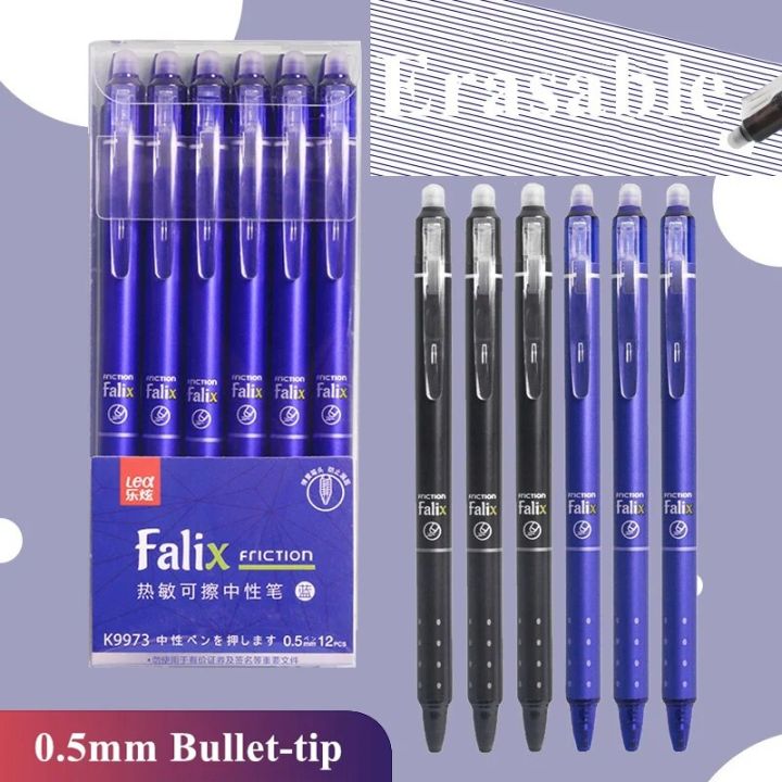 Press Erasable Gel Pens Set with Refills Bullet-tip Black Blue