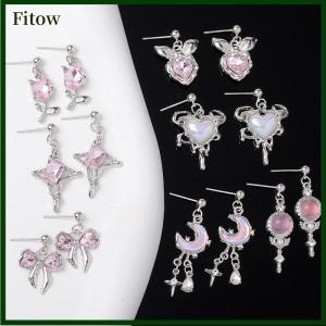 Fitow Sweet And Cool Style Earrings Love Earrings Four-Pointed Star Bow Earrings Earrings Female Ins Style Niche Long Earrings