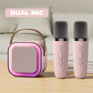 Mini Portable Wireless Bluetooth Speaker with Microphone Colorful Lights Childrens Toy Family Karaoke K12