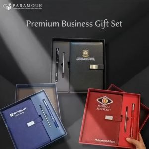 *SHIP IN 24HR* Corporate Gift Souvenir Gift Custom Engrave Name Notebook A5 Buku Nota Ball pen Hadiah Syarikat 公司礼品