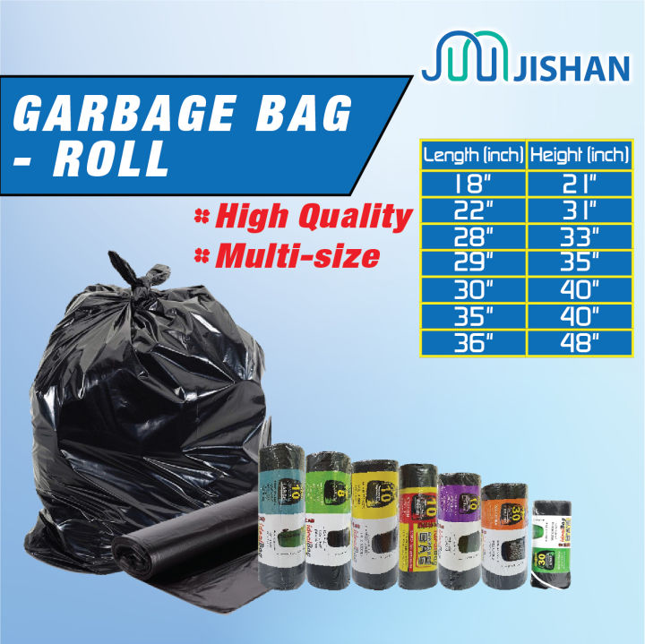 Multisize Garbage Bag Roll / Plastic Rubbish Bag / Trash Bag / Bin Bag