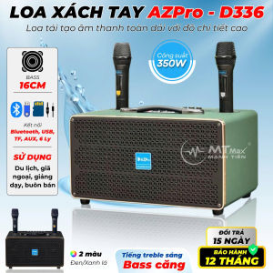 Loa Xách Tay AZPro Az 336 Âm Thanh Cao Cấp Thiết Kế Sang Trọng Mạnh Mẽ Chất Lượng Đảm Bảo Pin Dung Lượng Cao Đi Kèm 2 Micro Không Dây Cao Cấp