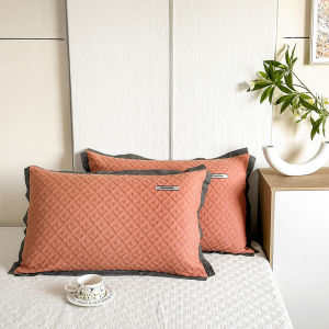 SUNLIGHT HOME 2 Pieces Knitted Cotton Pillowcase With Zipper1 Pair Simple Plaid Pillow CaseBreathable Pillow Cover