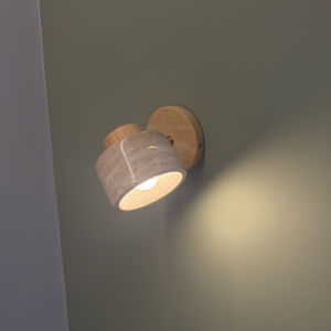 Japanese-style Yellow Cave Stone Wabi-sabi Bedroom Bedside Wall Lamp Retro Homestay Study Rotatable Wall Lamp with Switch For