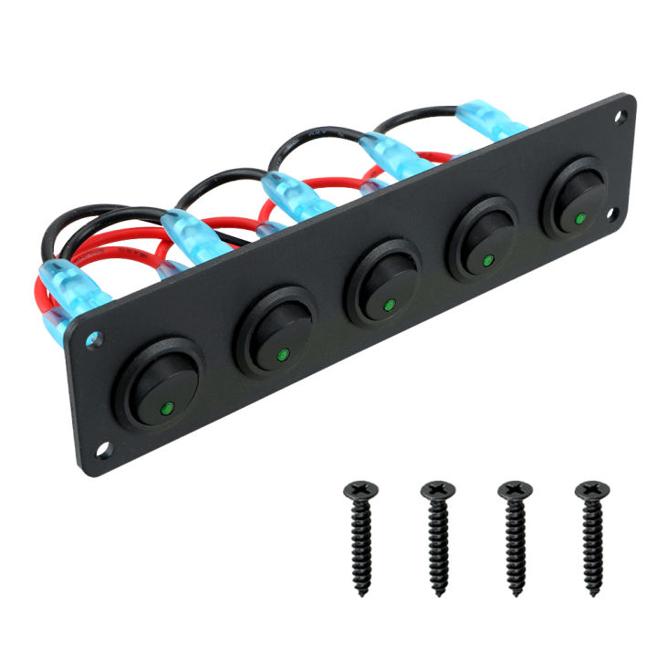 5-Gang Kippschalter Panel 12-24V - Blaue LED Für Auto, Boot & Wohnmobil