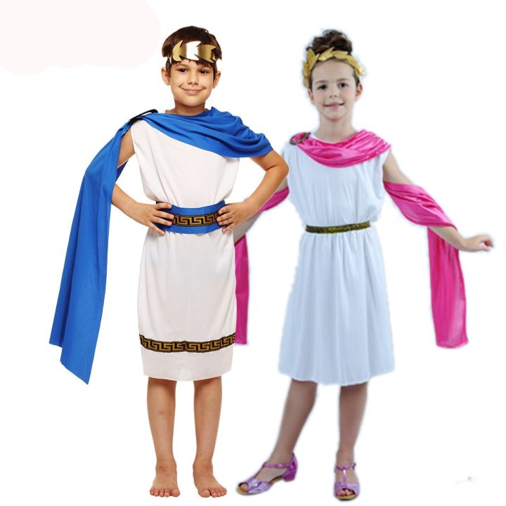 Umorden Kids Child Grecian Toga Set Costume Boys Girls Roman