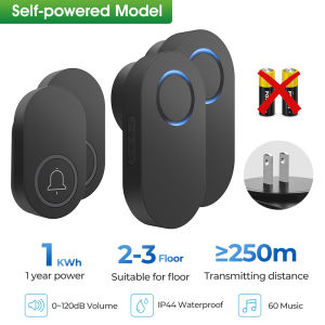 Waterproof Wireless Doorbell US Plug 350M Remote Waterproof CALL ring Door Bell Chime 110v-220V 1 2 button 1 2 receiver Smart Home Door Bell 60 musics