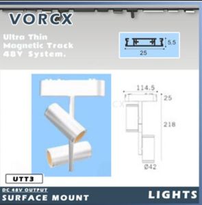 UTS Ultra Thin Series DC48V Magnetic Track Light Surface Mount 5mm Thickness 3000K 4000K White