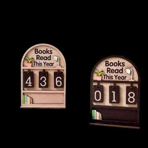 WP💓💛💖 Wooden Book Read This Year Counter Reading Challenge Tracker Bookshelf Club Classroom Decor New Years Gifts For Bookworm Family