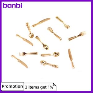 banbi 12 cái Mini Dollhouse thu nhỏ cảnh mô hình nhà búp bê phụ kiện dao và nĩa