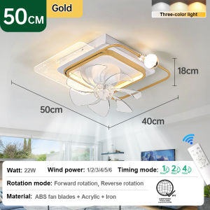 Gogeous 20inch ceiling fan with light modern design 6-speed wind 360 degree rotation ceiling fan with led lights and remote for dinning room living room bedroom