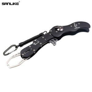 SANLIKE Style Aluminium Alloy Fishing Lip Grip Fishing Controller Hook Foldable Fishing Tackle Tool Gripper with Lanyard Rope