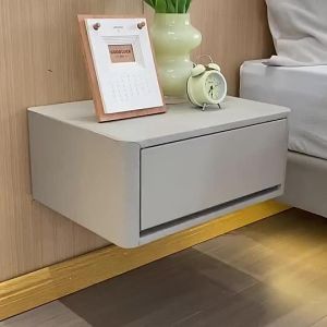 LZ-Suspended bedside table modern and simple all solid wood bedroom home light luxury bedside storage rack suspended storage cabinet