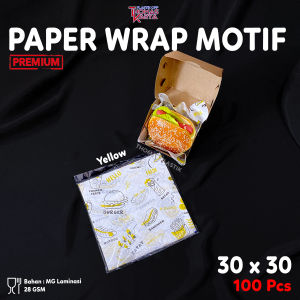 100Pcs Kertas Nasi 30x30 Laminasi Motif Printing Anti Lengket KFC MG Paper Food Grade Dragon Pack