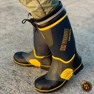 Men Rainproofรองเท้าเซฟตี้กันน้ําหัวเหล็กและพื้นเหล็กงานสวยคุณภาพดีวัสดุหนาทนทานบูทนิรภัยพร้อมกันกระแทกMen Boots