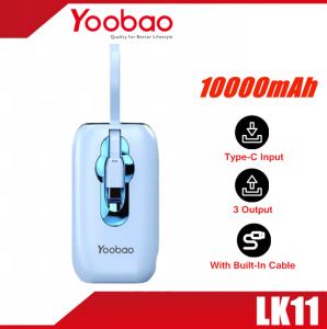 YOOBAO LK11 10000mAh PD20W SCP22.5W Built-in Cable Multi function Power Bank with LED Digital Display