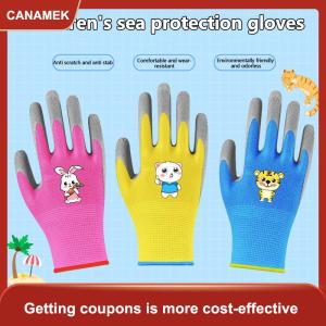 【CANAMEK】 1 cặp thoáng khí chống trượt vườn làm việc găng tay an toàn thu thập vỏ sò trẻ em găng tay bảo vệ không thấm nước Kid làm vườn găng tay