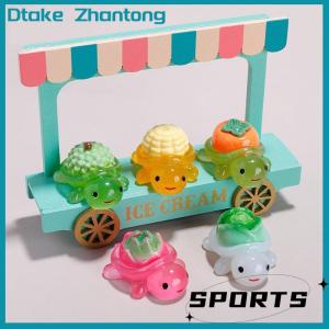 Dtake 10pcs Landscaping Resin Crafts Glowing Turtle Garden Fish Tank Miniatures Ornaments Mini Luminous Fruit Turtle Home Decoration