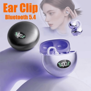 FFDWAA Bluetooth 5.4 Clip-on Earphones Bluetooth 5.3 Long Battery Life Clip Headphones Headset Noise Cancelling Wireless Bluetooth Earbuds Sports