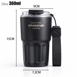 HoneyLion - [READY STOCK] 360ML Insulated Vacuum Mug | Durable Woven Strap Water Bottle | SUS304 Food Grade Material for Outdoor Sports