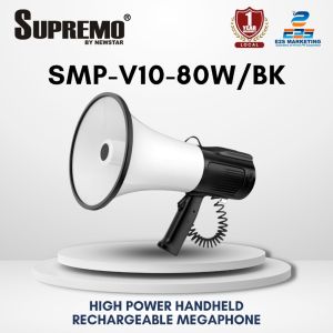 Supremo SMP-V10-80W/BK High Power Handheld Rechargeable Megaphone 7.4V 80Watts 800m Audible Range